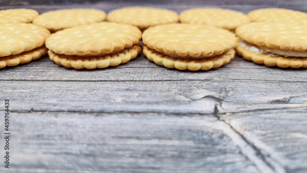 The Natural biscuits close-up. Delicious cookies in the close-up The Natural biscuits close-up. Delicious cookies in the close-up