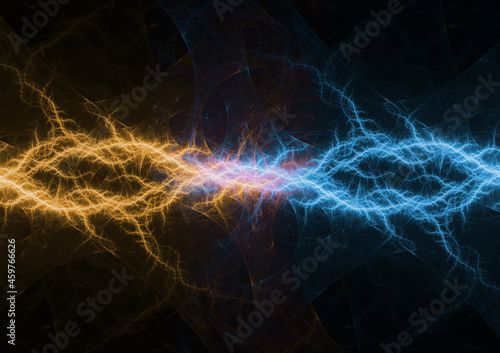 Fire and ice lightning background, abstract electrical plasma