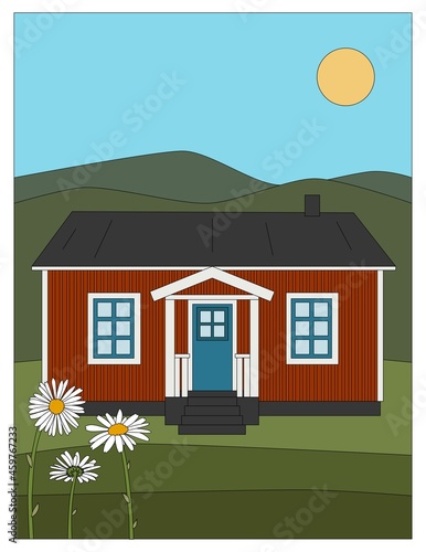 Traditional Swedish red cottage