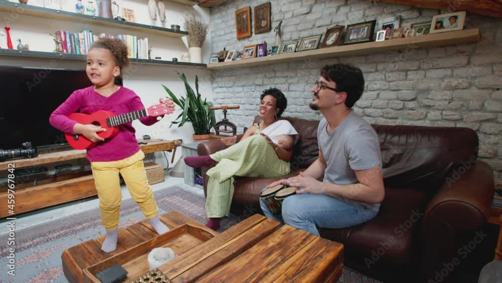 Young family enjoying singing together Young family enjoying singing together