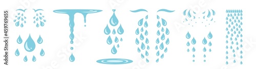 Blue cry cartoon tears icon or sweat drops from eyes