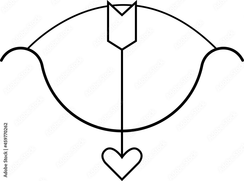 Arrow Bow Arbalest Heart St. Valentines. Vector art. Black and white. White background. Line drawing. Arrow Bow Arbalest Heart St. Valentines. Vector art. Black and white. White background. Line drawing.