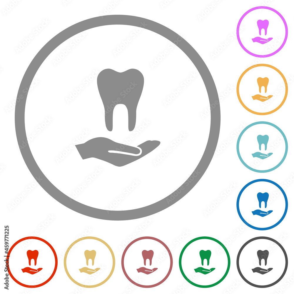 Dental provision flat icons with outlines Dental provision flat icons with outlines