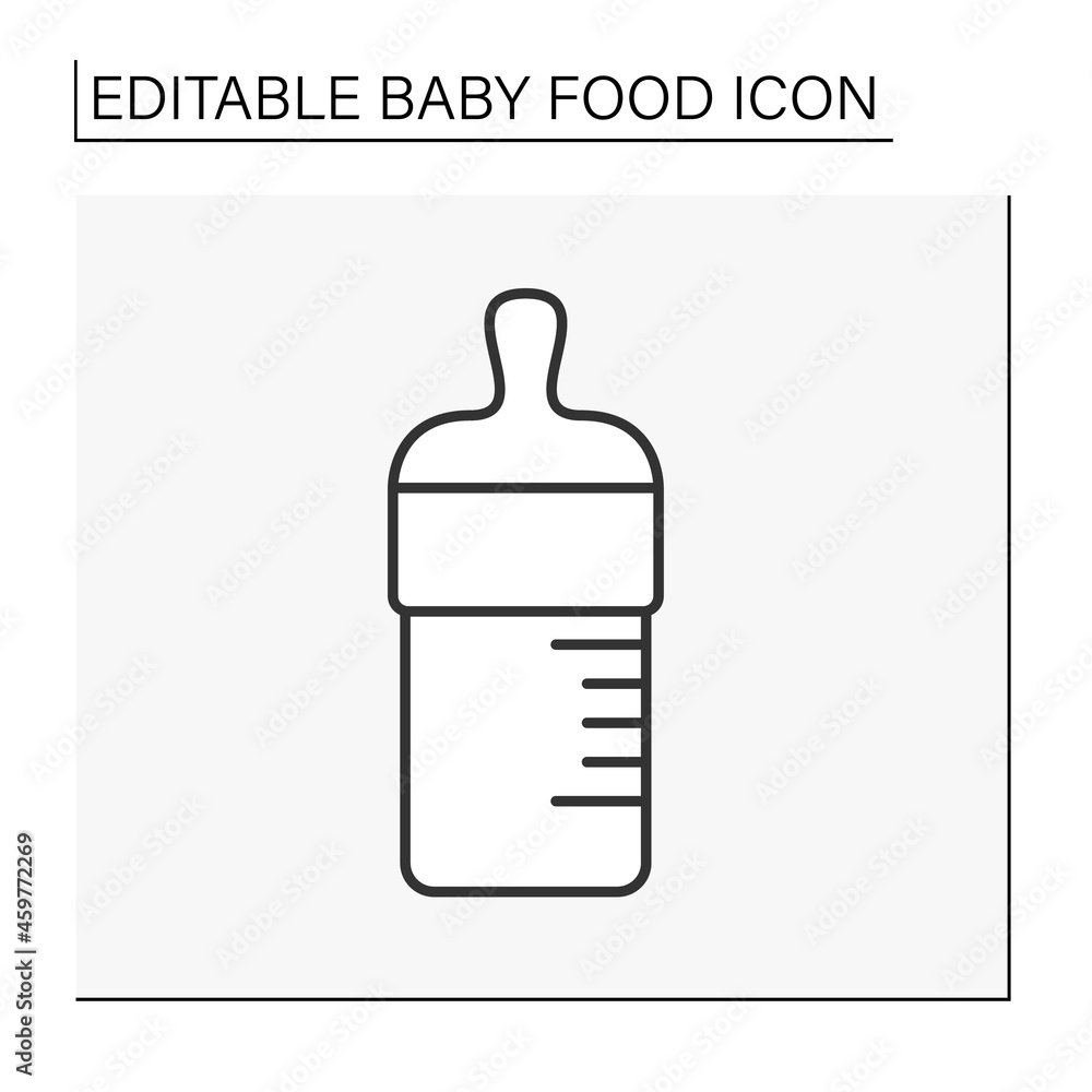 Children nutrition line icon. Baby bottle for feeding milk or porridge.Baby food concept. Isolated vector illustration. Editable stroke Children nutrition line icon. Baby bottle for feeding milk or porridge.Baby food concept. Isolated vector illustration. Editable stroke