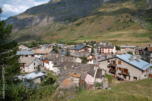 View on the roofs of Bessan  a village in Savoie in the Alps in France