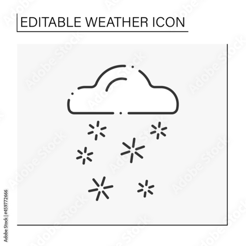 Snow line icon. Snowy. Winter typical weather. Snow falling from the sky. Weather concept. Isolated vector illustration. Editable stroke