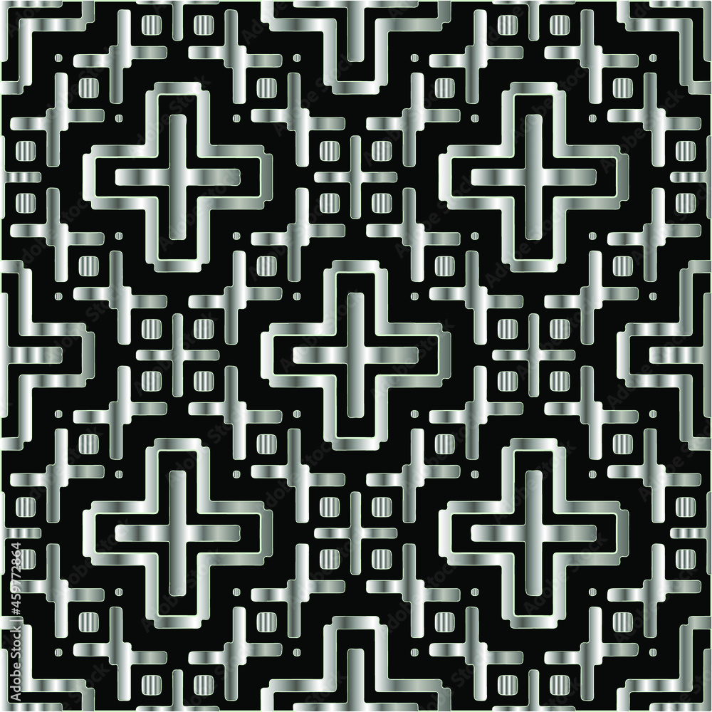 Obraz premium metal pattern on a black background. pattern for fabric, wallpaper, packaging. Decorative print.