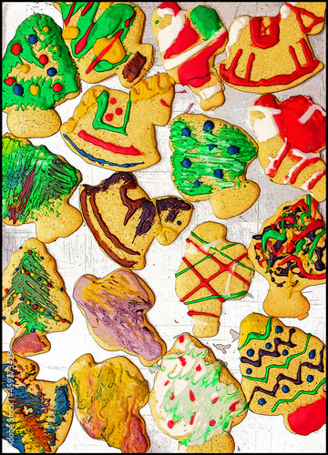 Christmas Sugar Cookies - A graphic presentation of a cookie sheet covered with cookies
