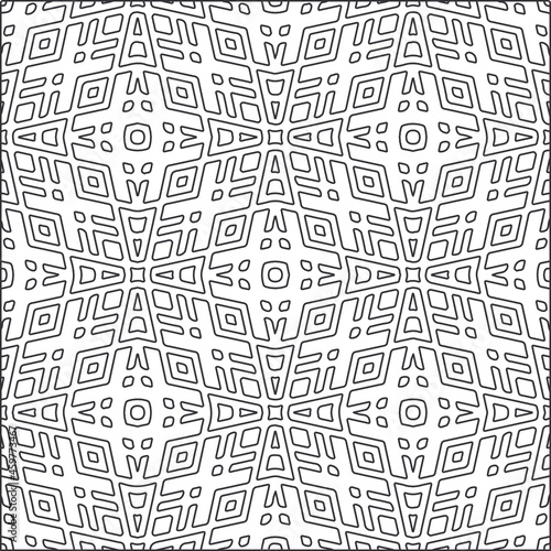 Vector pattern with symmetrical elements . Repeating geometric tiles from striped elements.Monochrome stylish texture.Black and  white patterns for wallpapers and backgrounds. 