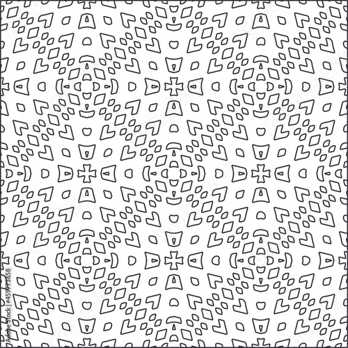 Vector pattern with symmetrical elements . Repeating geometric tiles from striped elements.Monochrome stylish texture.Black and white patterns for wallpapers and backgrounds. 