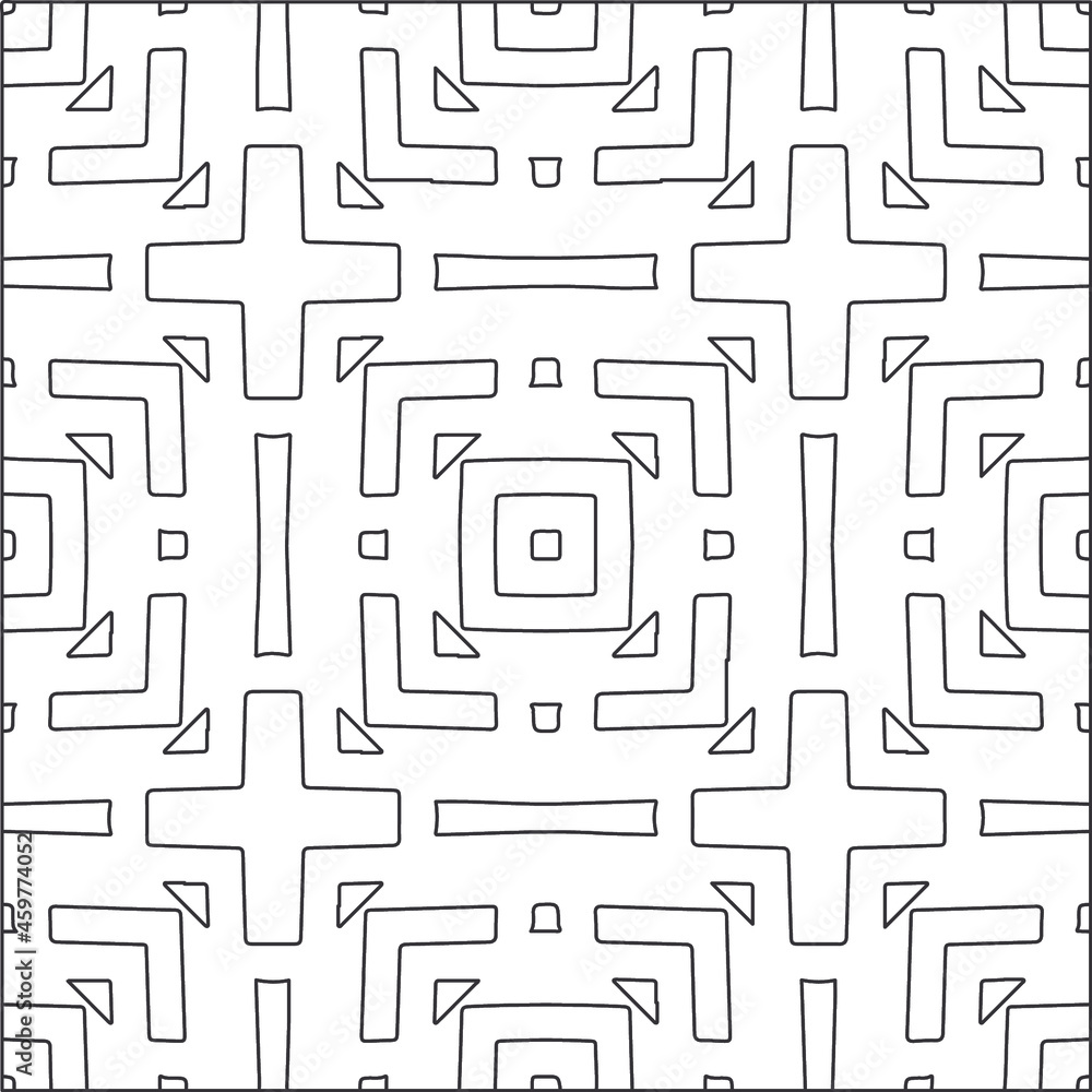 Vector pattern with symmetrical elements . Repeating geometric tiles from striped elements.