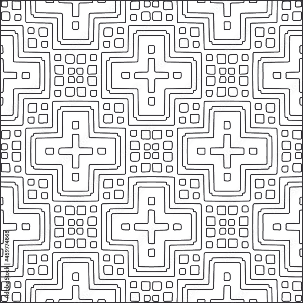
Vector pattern with symmetrical elements . Repeating geometric tiles from striped elements.