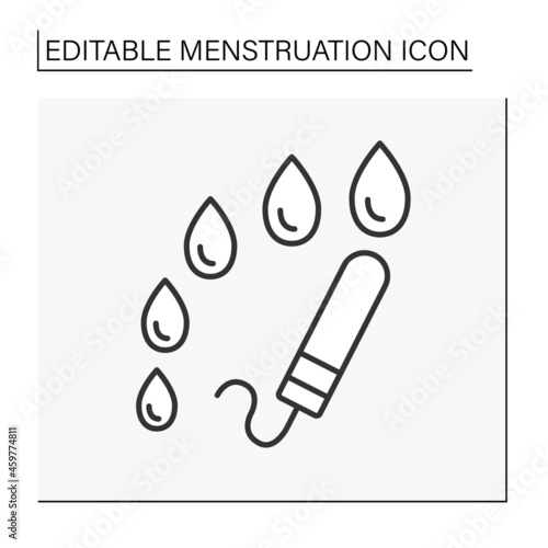  Tampon line icon. Tampons heavy menstruation. Hygienically products to absorb blood. Menstruation concept. Isolated vector illustration. Editable stroke