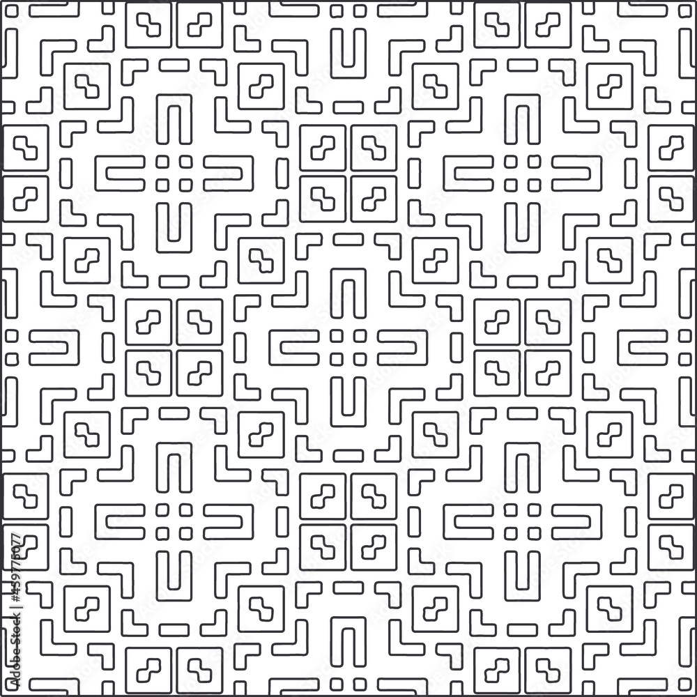 
Vector pattern with symmetrical elements . Repeating geometric tiles from striped elements.