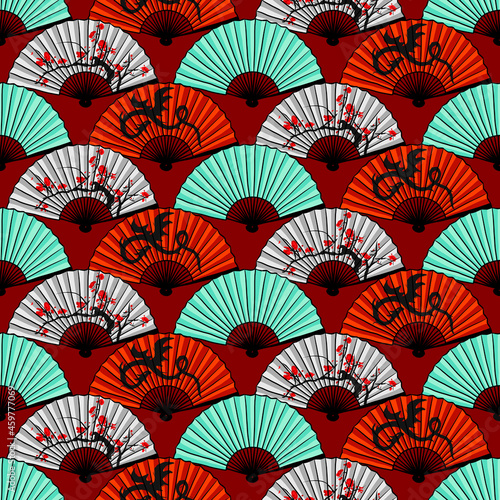 Japanese Fan Seamless Pattern for party  anniversary  birthday. Design for banner  poster  card  invitation and scrapbook