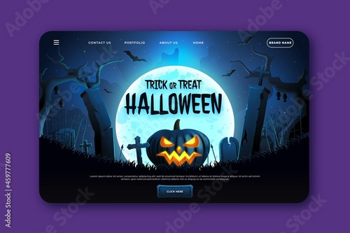 realistic halloween landing page template vector design illustration