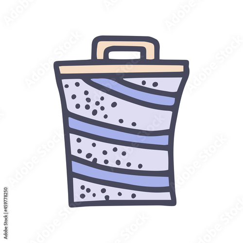 collapsible laundry basket color vector doodle simple icon
