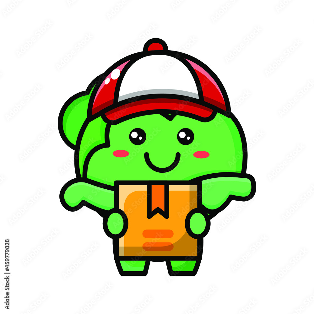 cute cabbage as a courier icon illustration vector graphic cute cabbage as a courier icon illustration vector graphic