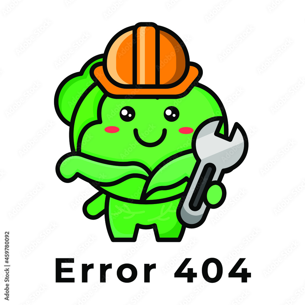 cute cabbage with error 404 icon illustration vector graphic