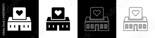 Set Volunteer center icon isolated on black and white background. Vector