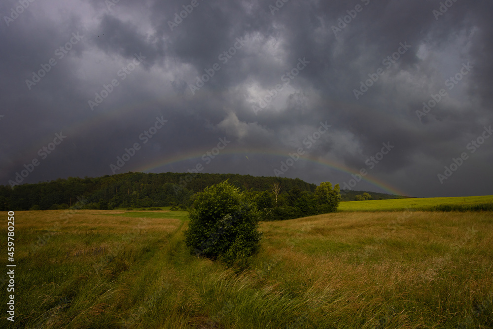 Double Rainbow during Sun high in the sky Double Rainbow during Sun high in the sky