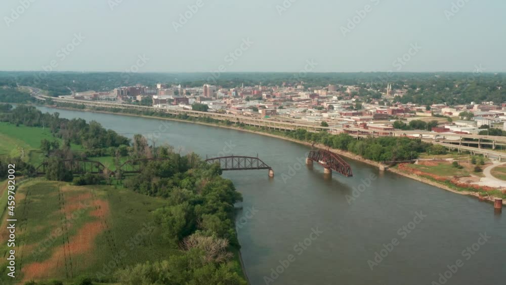 Wide Aerial Shot Of St Joseph Missouri across the River Wide Aerial Shot Of St Joseph Missouri across the River