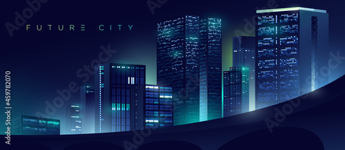 Perspective neon city background