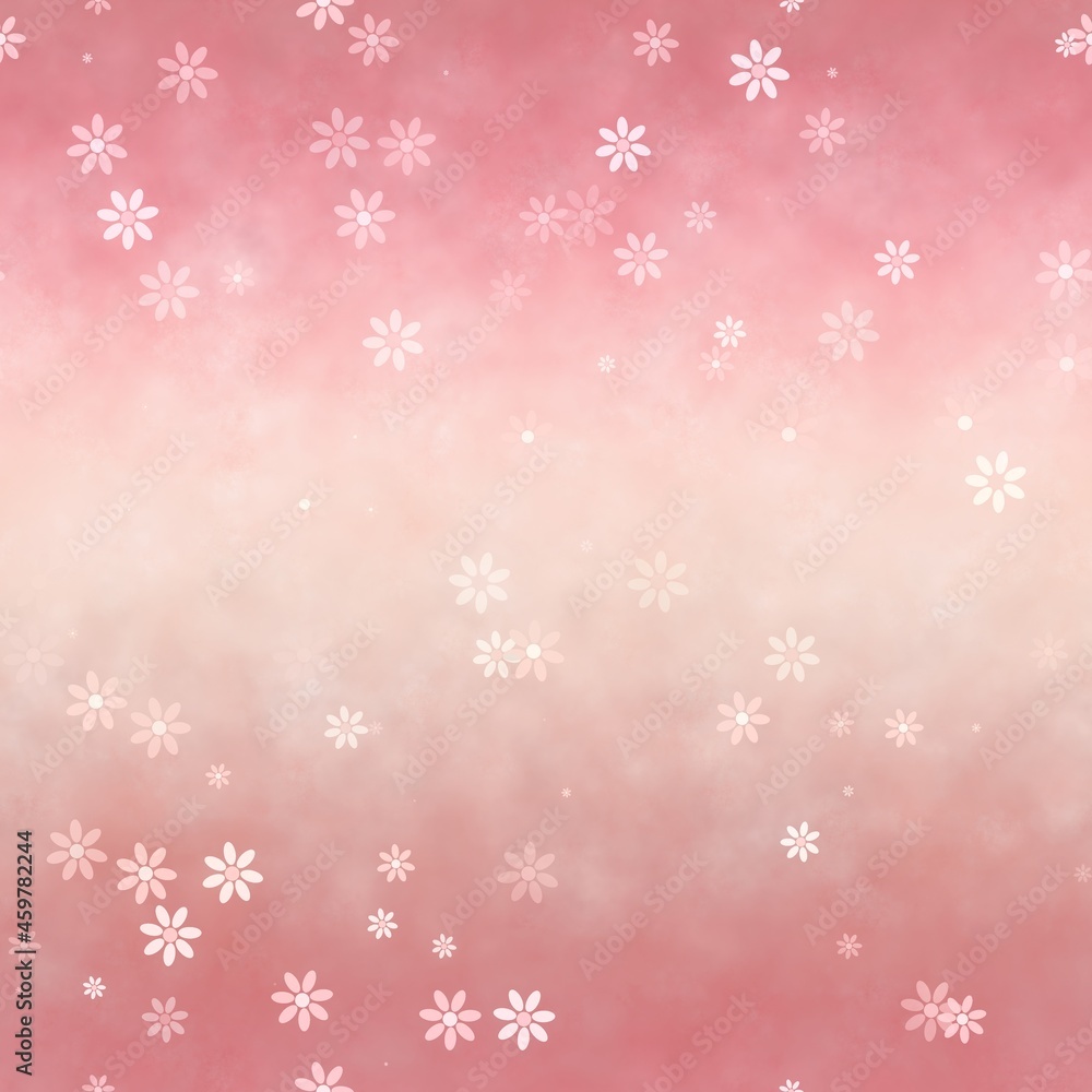Seamless pink gradient background with white flowers Seamless pink gradient background with white flowers