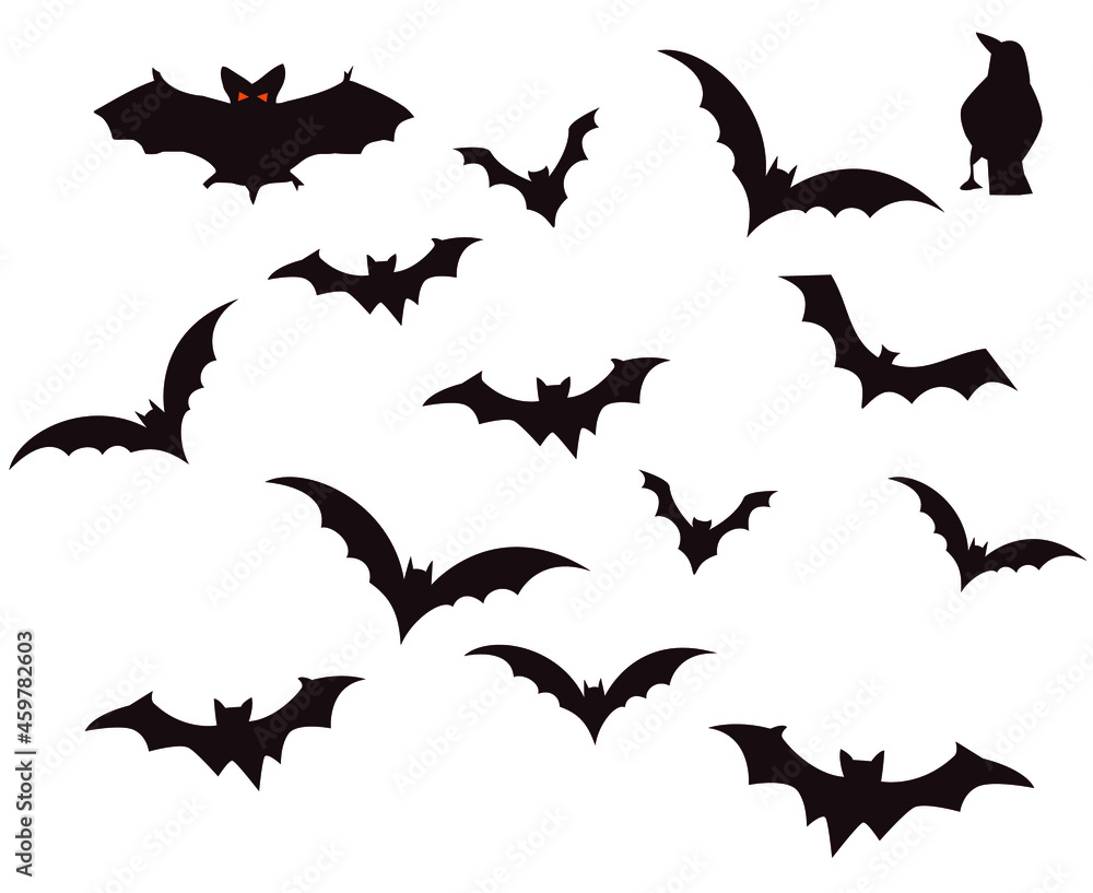 Bats Black Objects Vector Signs Symbols Illustration With White Background Bats Black Objects Vector Signs Symbols Illustration With White Background