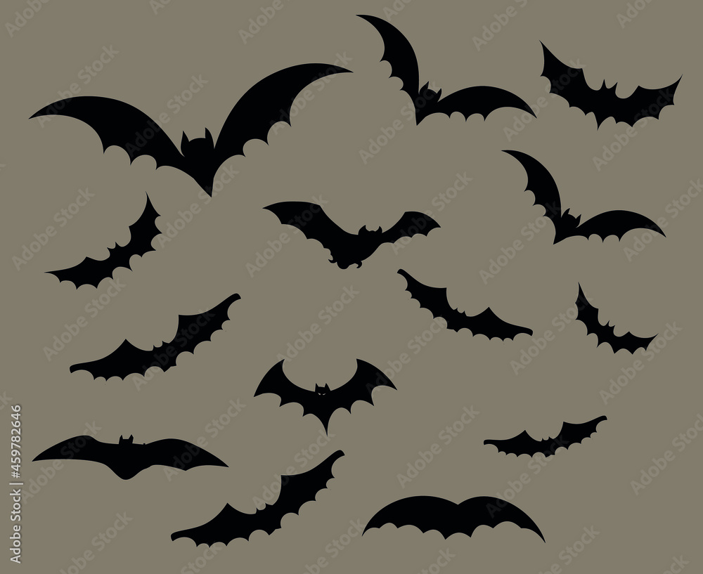Bats Black Objects Vector Signs Symbols Illustration With Brown Background Bats Black Objects Vector Signs Symbols Illustration With Brown Background