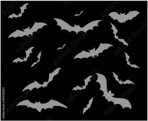 Bats Gray Objects Vector Signs Symbols  Illustration With Black Background