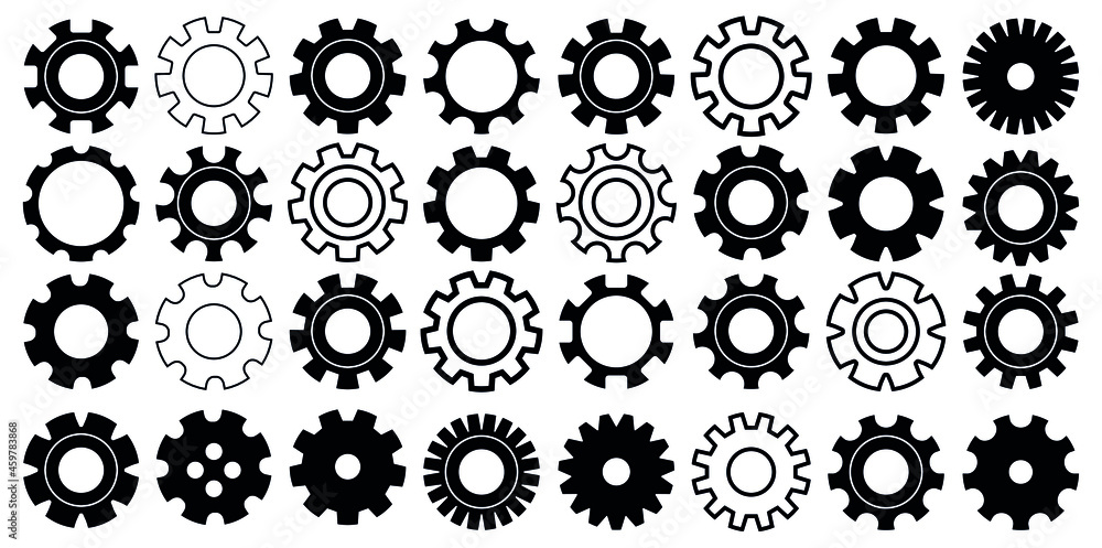 Gear icon set in vector, Cogwheel collection machine gear, set of gear wheels vector illustration