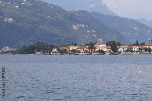 Fascinating view of the coast of Como Lake, Abbadia Lariana, Lecco, Italy. photo