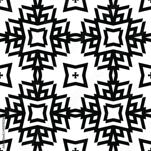 Fototapeta Naklejka Na Ścianę i Meble -  Seamless vector pattern in geometric ornamental style. Black pattern.