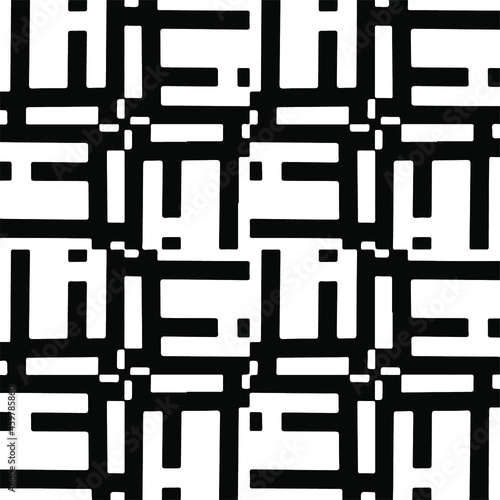 Seamless vector pattern in geometric ornamental style. Black pattern.