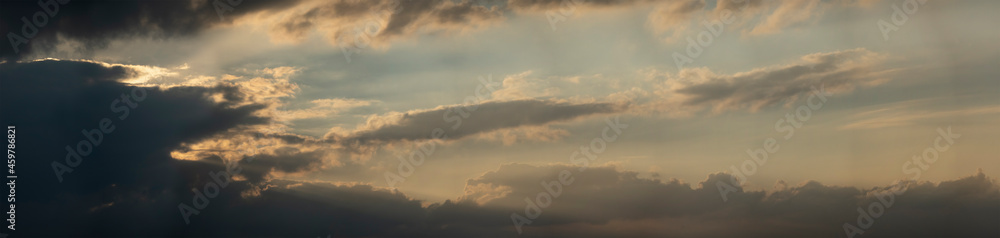 空 雲 太陽 夕日 パノラマ cloud, sunny, sunset