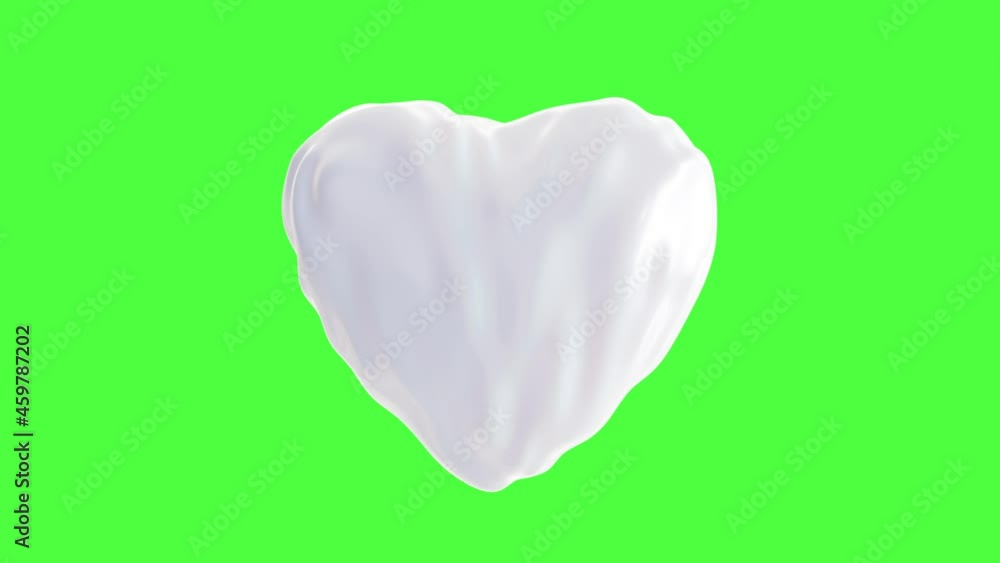 Realistic looping 3D animation of the waving liquid milk or cream heart rendered in UHD with alpha matte Realistic looping 3D animation of the waving liquid milk or cream heart rendered in UHD with alpha matte