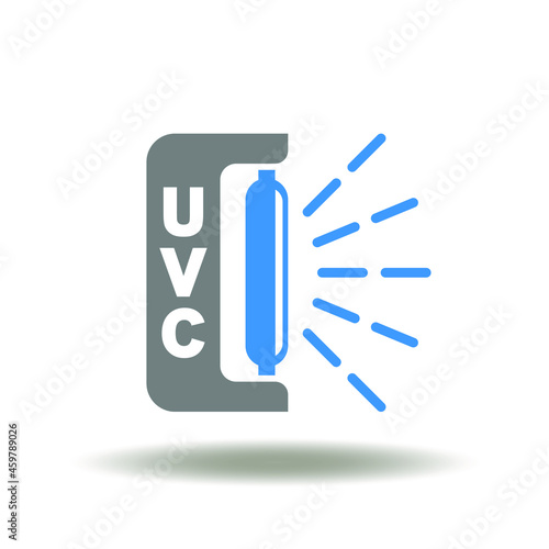 Vector illustration of UVC lamp. Symbol of UV-C light sterilization. Icon of disinfection uv light.