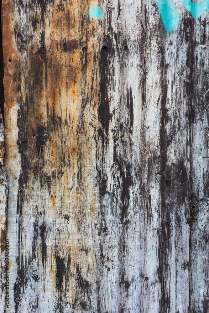 Fototapeta premium Corrugated roof sheets with rust and paint