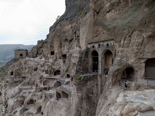 historical rock settlement monastery Vardzia in Georgia