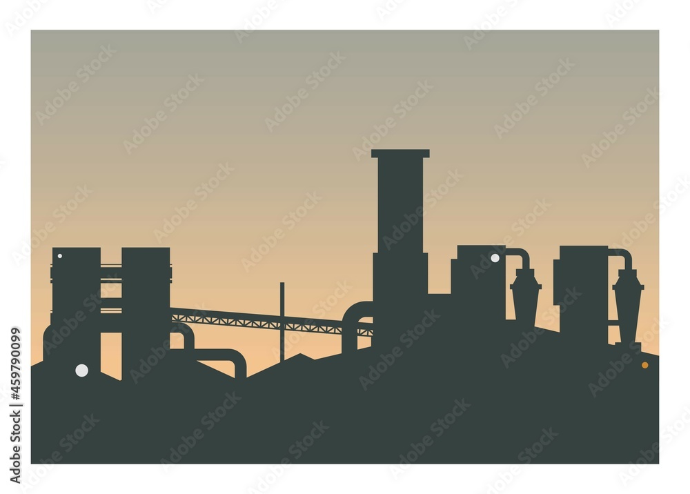 Industrial area. Simple silhouette illustration.
Industrial area. Simple silhouette illustration.