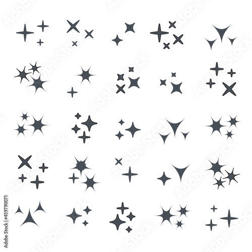 Sparkles line icons. Black sparkles symbols vector eps10