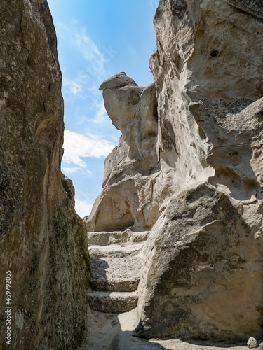 historiacl rock settlement Uplisciche in Kura river canyon in georgia photo
