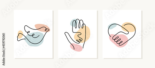 Charity cards. Continuous line vector illustration.