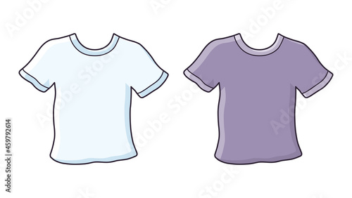 White blank and black t-shirt isolated cartoon vector