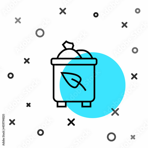 Black line Recycle bin with recycle symbol icon isolated on white background. Trash can icon. Garbage bin sign. Recycle basket. Random dynamic shapes. Vector
