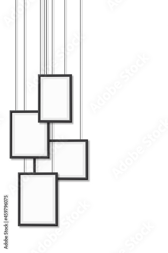 Photo frames on transparent background with soft overlay shadows. Vector illustration