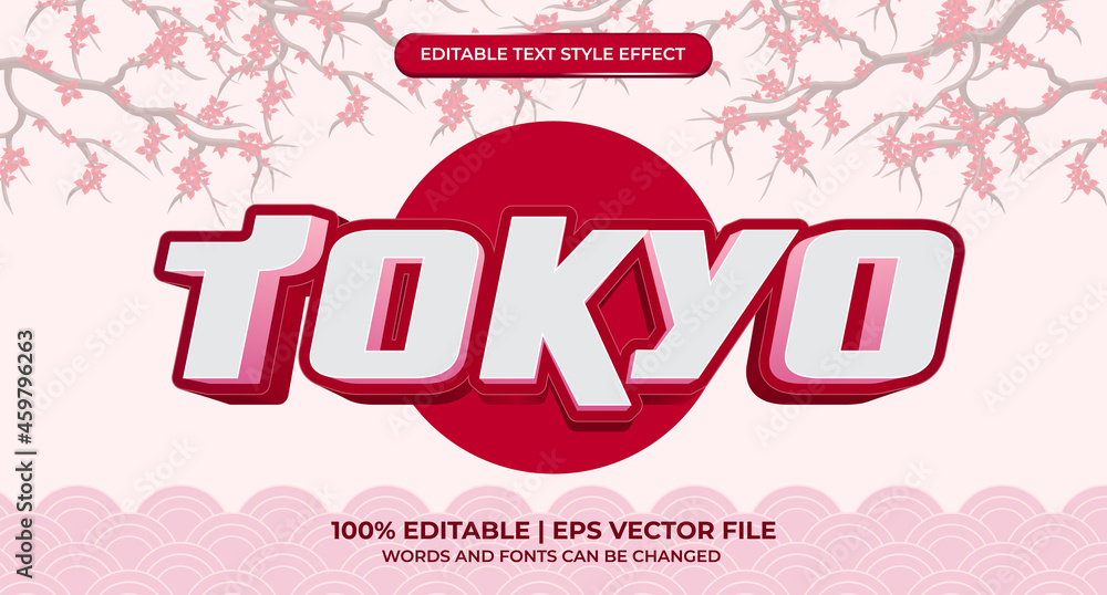 Tokyo, 3d editable text effect. Template with bold font concept ...