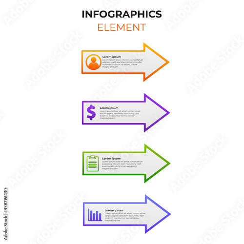 four steps gradient infographic element with business icon. infographic template