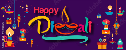 Happy Diwali, Festival of lights ,Vector illustration and Beautiful greeting card for celebration of shubh deepawali